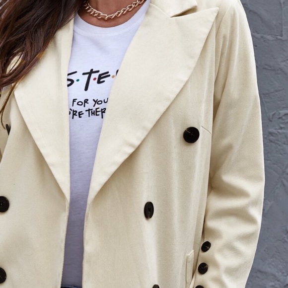 Boho chic cream button detail coat jacket - Picture 3 of 4